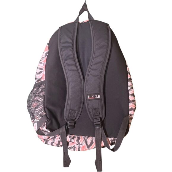Trans By JanSport Backpack Pink Black Ikat Print School Laptop Pocket Bag - Picture 2 of 10